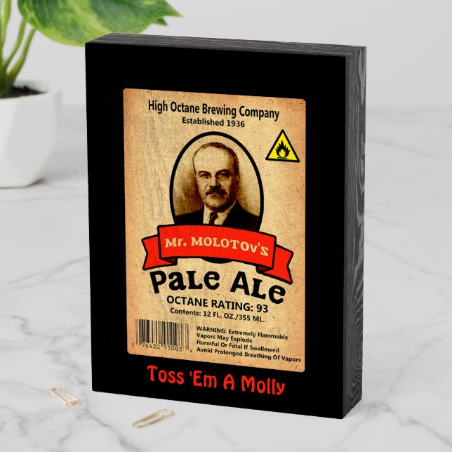 Mr. Molotov's Pale Ale Wooden Box Sign (In Situ Vertical)
