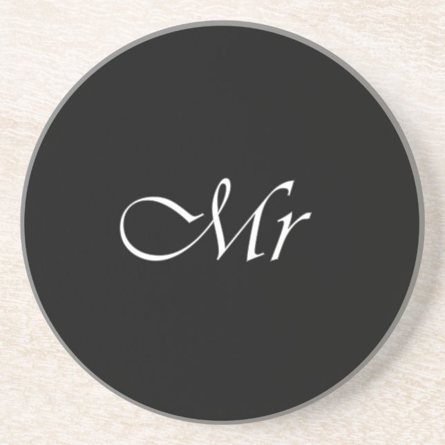 Mr Monogram Sandstone Coaster (Front)