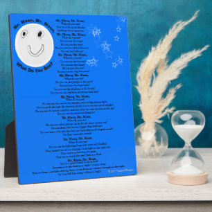 Mr. Moon Children's Poem Blue White Stars Plaque
