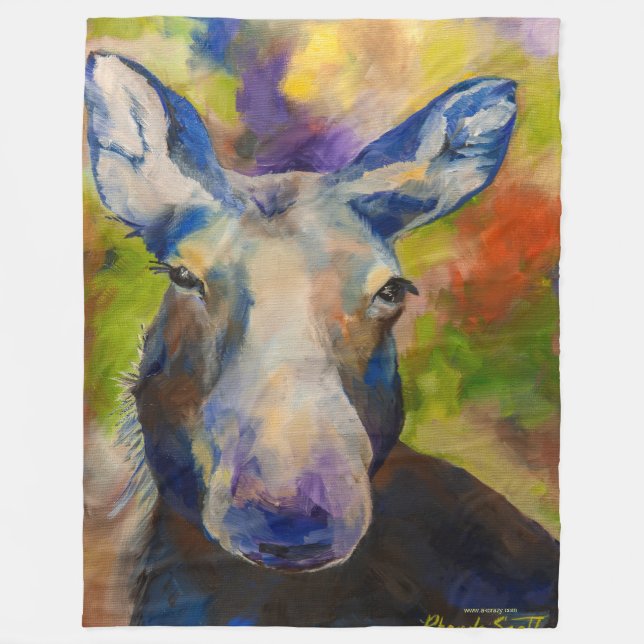 Mr. Moosey Moose Alaskan Fleece Blanket (Front)