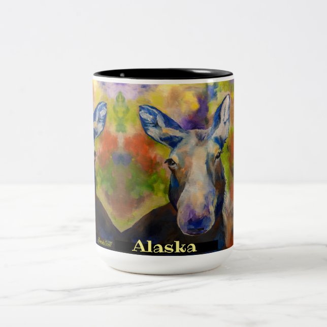 Mr. Moosey Moose Coffee Mug_ALASKA   Two-Tone Coffee Mug (Center)