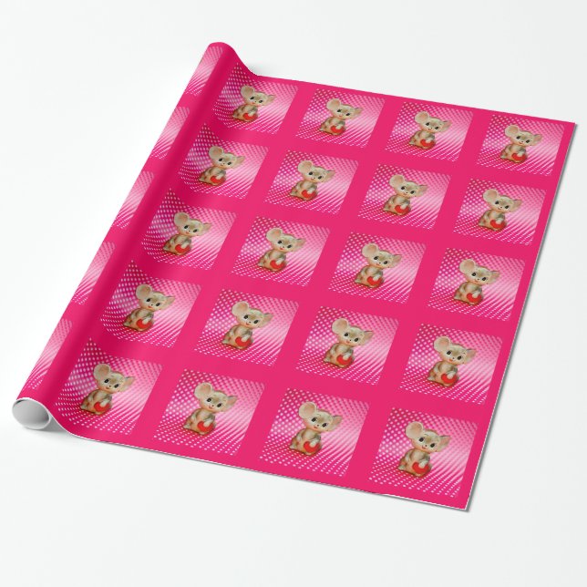 Mr. Mouse Plaid Wrapping Paper (Unrolled)