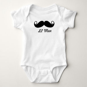 Mr. Moustache Hipster Pattern Baby Bodysuit