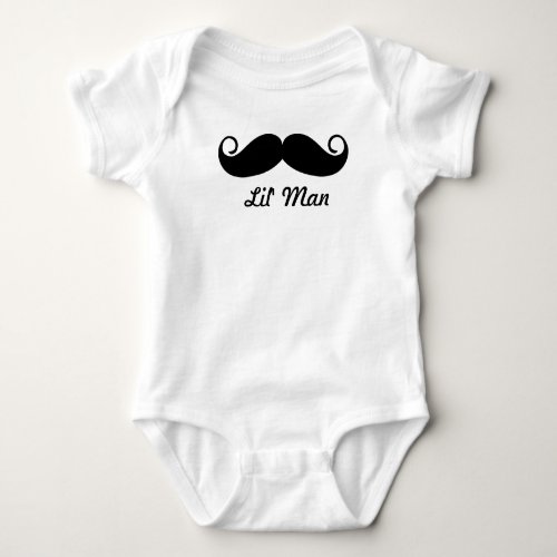 Mr Moustache Hipster Pattern Baby Bodysuit