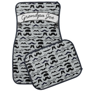 Mr. Moustache Hipster Pattern Car Floor Mat