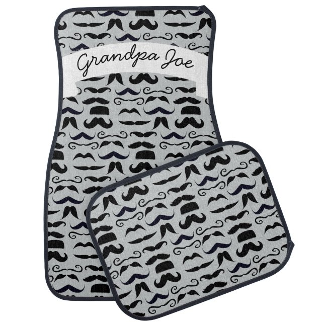 Mr. Moustache Hipster Pattern Car Floor Mat (Set)