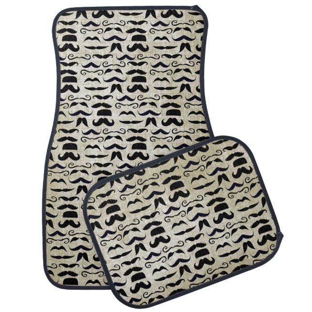 Mr. Moustache Hipster Pattern Car Floor Mat (Set)