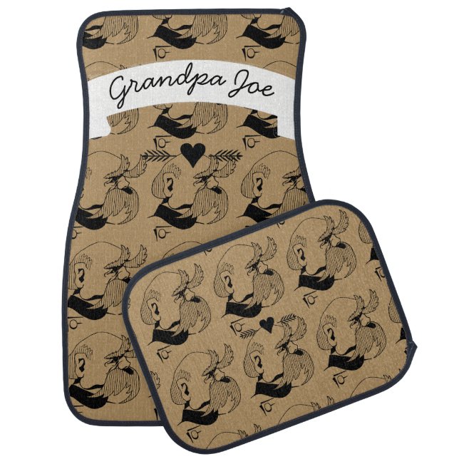 Mr. Moustache Hipster Pattern Car Mat (Set)