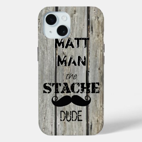 Mr Moustache Hipster Pattern iPhone 15 Case