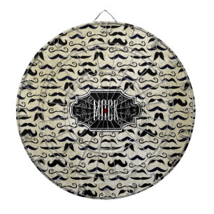 Mr. Moustache Hipster Pattern Dartboard With Darts