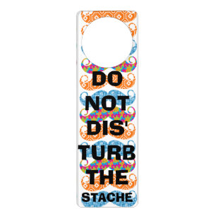 Mr. Moustache Hipster Pattern Door Hanger