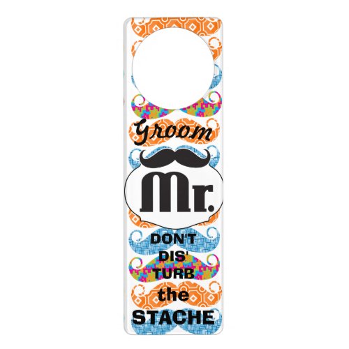 Mr Moustache Hipster Pattern Door Hanger