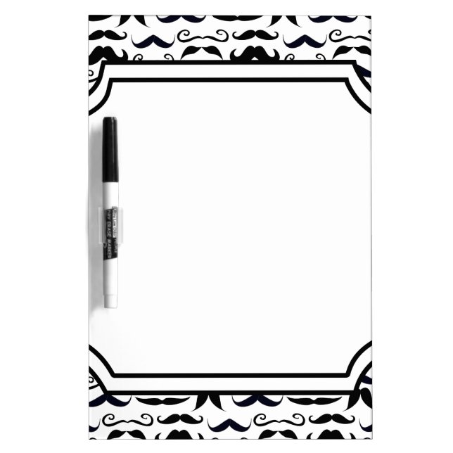 Mr. Moustache Hipster Pattern Dry Erase Board (Front)