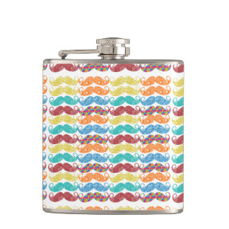 Mr. Moustache Hipster Pattern Flask
