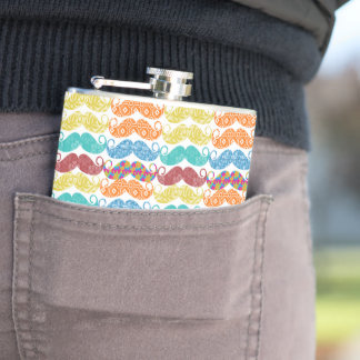 Mr. Moustache Hipster Pattern Flask