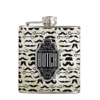 Mr. Moustache Hipster Pattern Flask