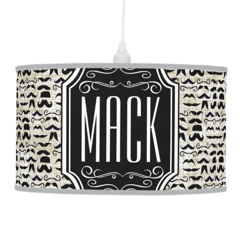 Mr Moustache Hipster Pattern Hanging Lamp