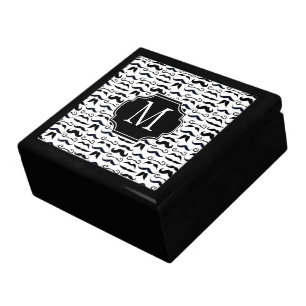 Mr. Moustache Hipster Pattern Jewelry Box
