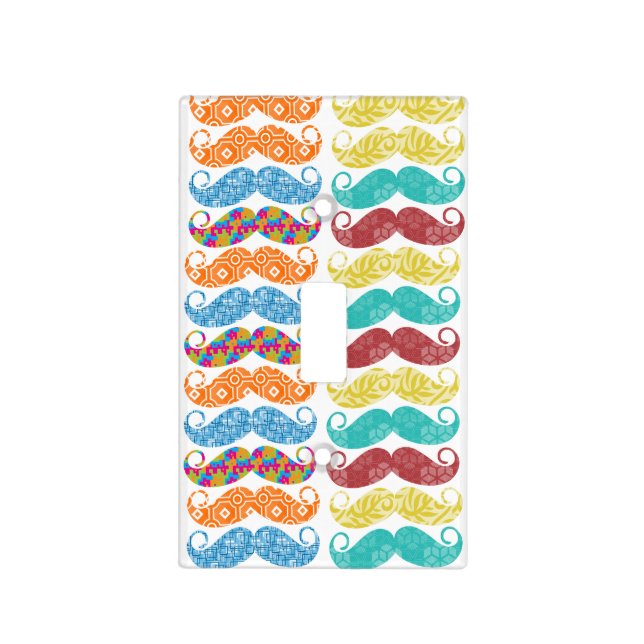 Mr. Moustache Hipster Pattern Light Switch Cover (Front)
