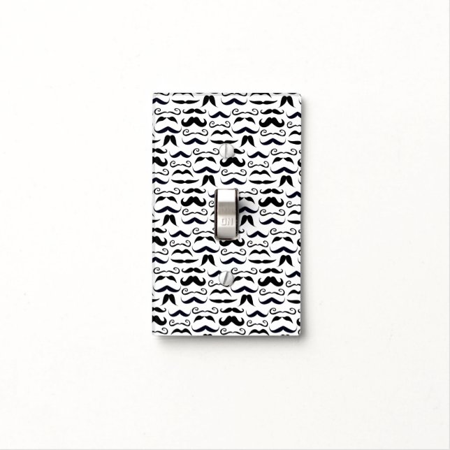 Mr. Moustache Hipster Pattern Light Switch Cover (In Situ)