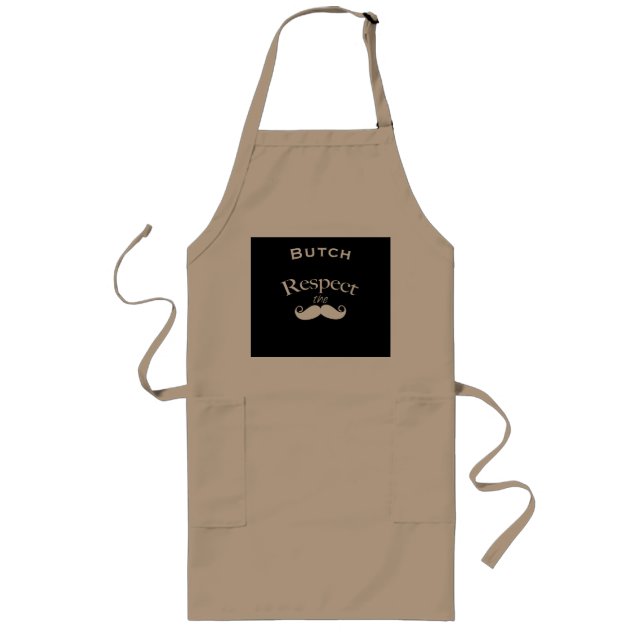 Mr. Moustache Hipster Pattern Long Apron (Front)