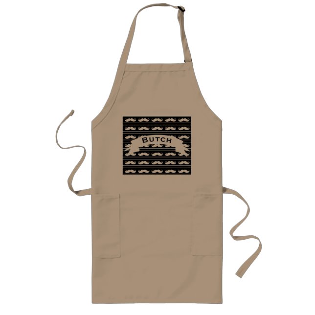 Mr. Moustache Hipster Pattern Long Apron (Front)