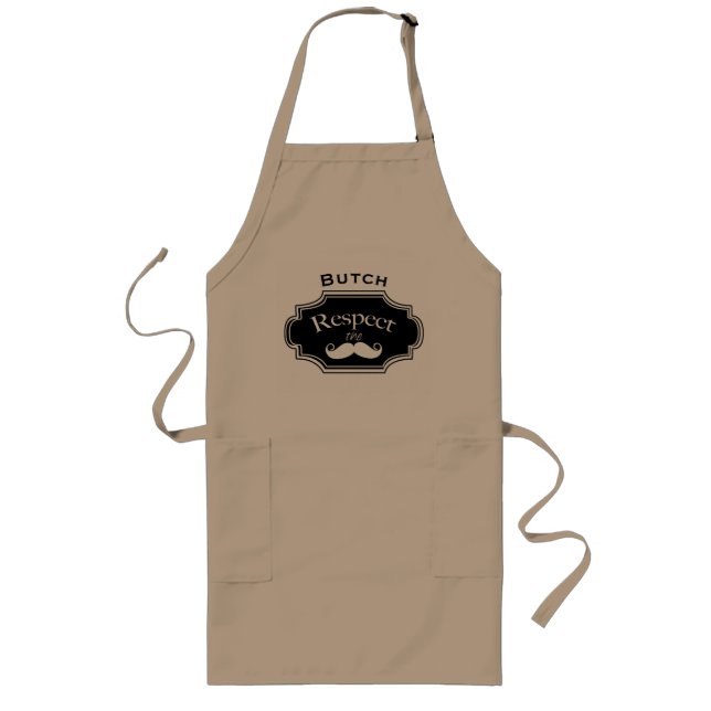 Mr. Moustache Hipster Pattern Long Apron (Front)