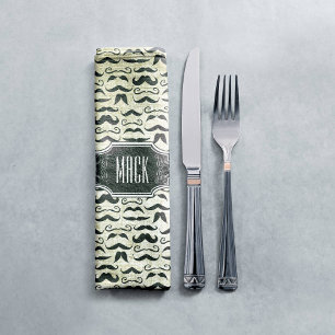 Mr. Moustache Hipster Pattern Napkin