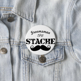 Mr. Moustache Hipster Pattern Pinback Button