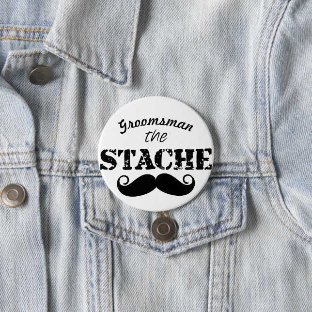 Mr. Moustache Hipster Pattern Pinback Button (In Situ)