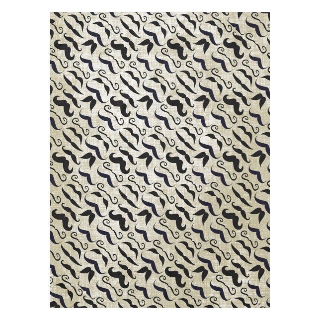 Mr. Moustache Hipster Pattern Tablecloth (Front)