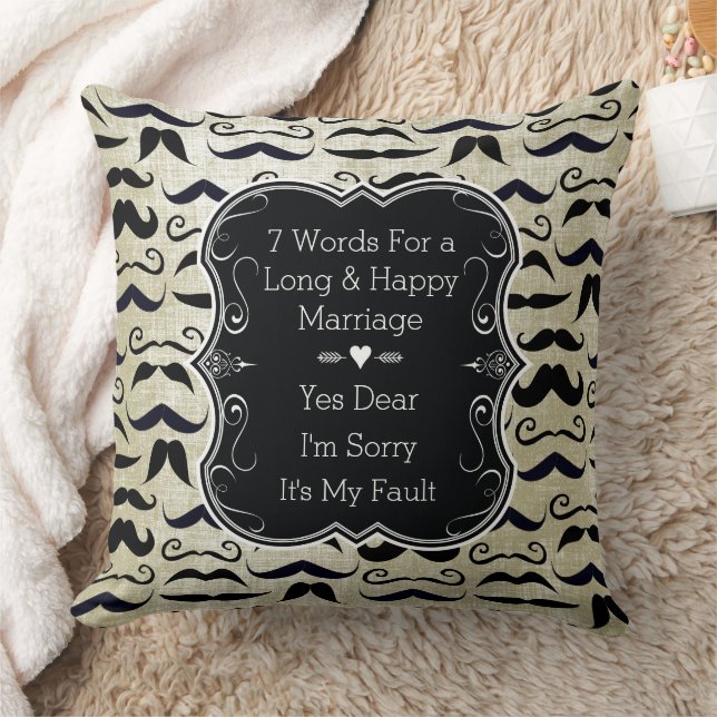 Mr. Moustache Hipster Pattern Throw Pillow (Blanket)