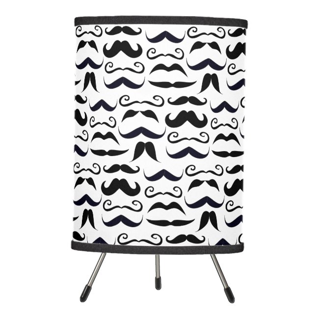 Mr. Moustache Hipster Pattern Tripod Lamp (Front)