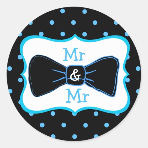 Mr  Mr Black Blue Bowtie Wedding Stickers
