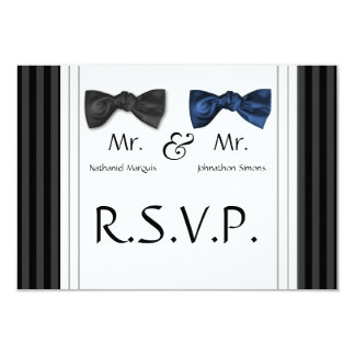 Mr & Mr Bow Ties & Pin Striped RSVP Card