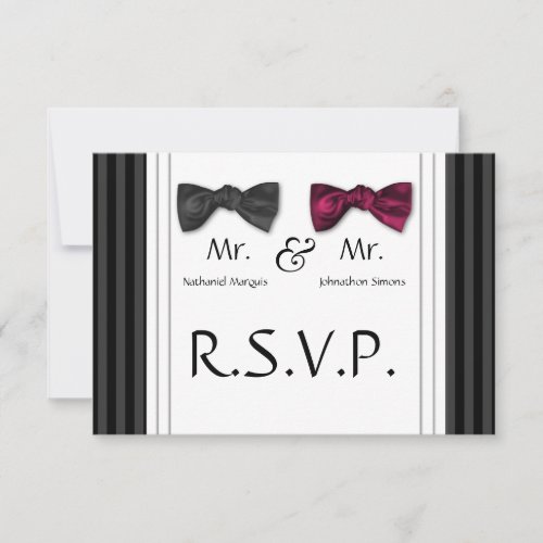Mr &amp; Mr Bow Ties &amp; Pin Striped RSVP Card