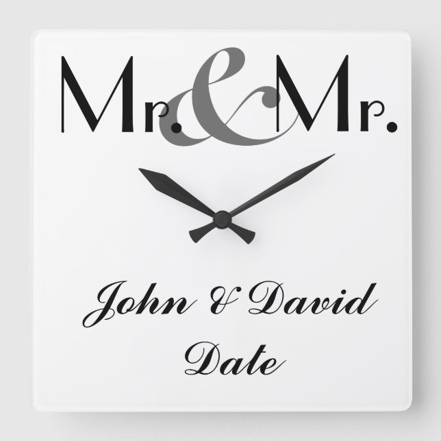 Mr. & Mr. Custom GAY MEN'S Clock Gift (Front)