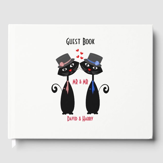 Mr & Mr Cute Cats Personalized Guest Book (Front)
