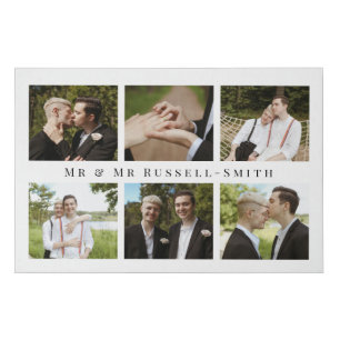 Mr & Mr Elegant LGBT Wedding Photo Collage Faux Canvas Print