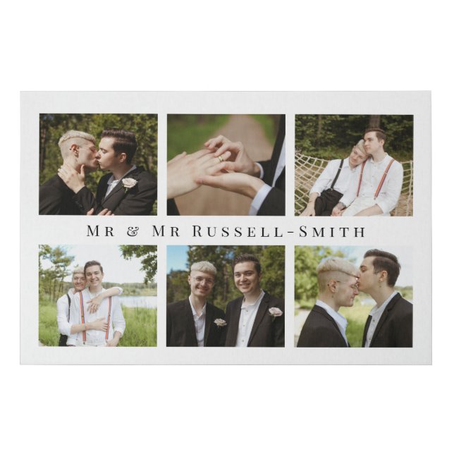 Mr & Mr Elegant LGBT Wedding Photo Collage Faux Canvas Print (Front)