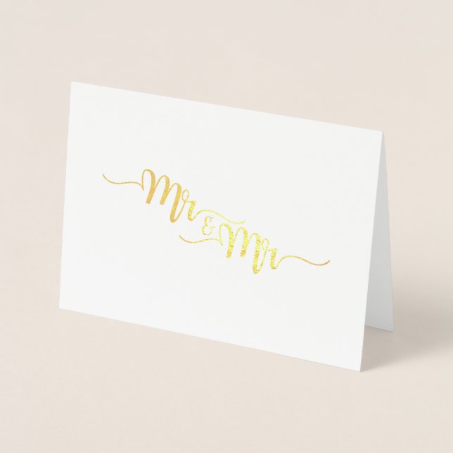 Mr. & Mr. Etched Gold Foil Greeting Card (Front)