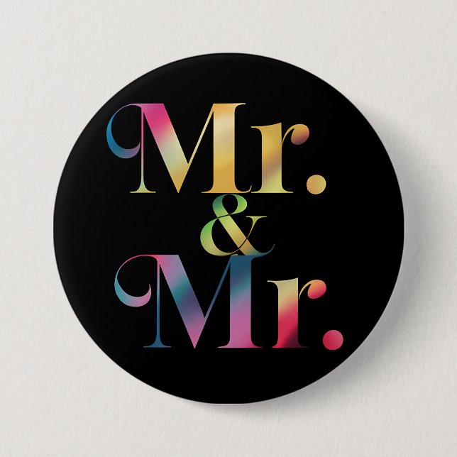 Mr. & Mr. Gay Bachelor Party Gay Marriage  Button (Front)