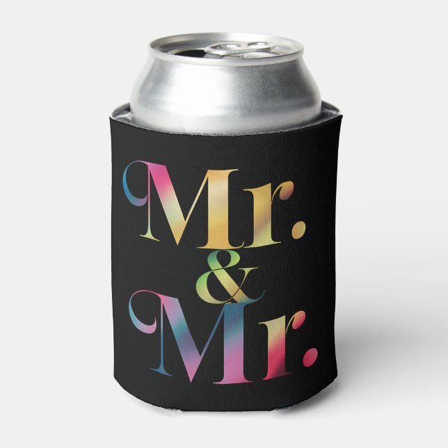 Mr. & Mr. Gay Bachelor Party Gay Marriage  Can Cooler (Can Front)