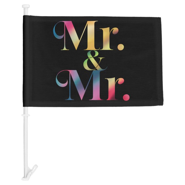 Mr. & Mr. Gay Bachelor Party Gay Marriage  Car Flag (Front)