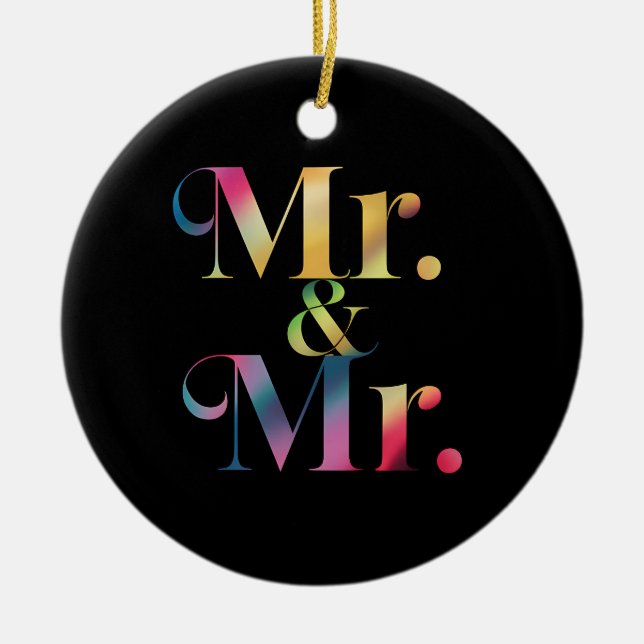 Mr. & Mr. Gay Bachelor Party Gay Marriage  Ceramic Ornament (Front)