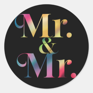 Mr. & Mr. Gay Bachelor Party Gay Marriage Classic Round Sticker