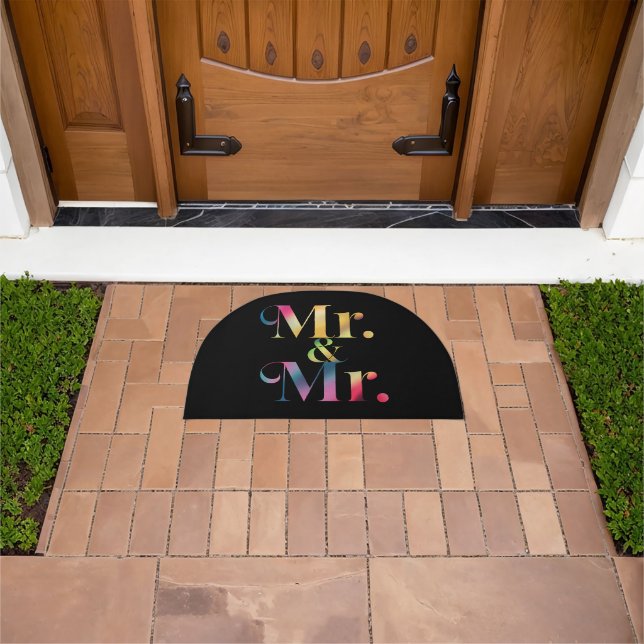 Mr. & Mr. Gay Bachelor Party Gay Marriage  Doormat (Outdoor)
