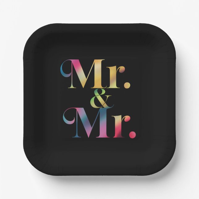 Mr. & Mr. Gay Bachelor Party Gay Marriage  Paper Plates (Front)