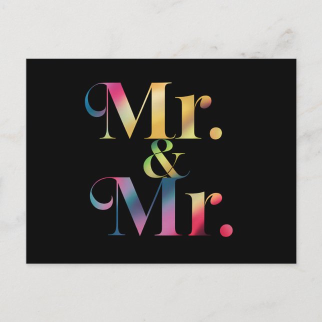 Mr. & Mr. Gay Bachelor Party Gay Marriage  Postcard (Front)