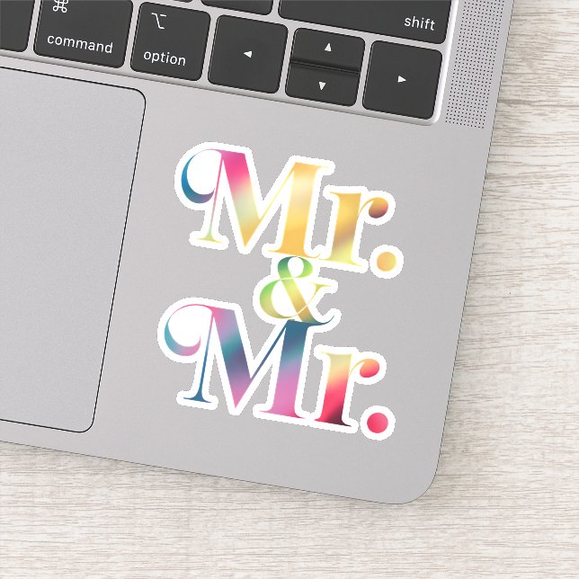 Mr. & Mr. Gay Bachelor Party Gay Marriage  Sticker (Detail)